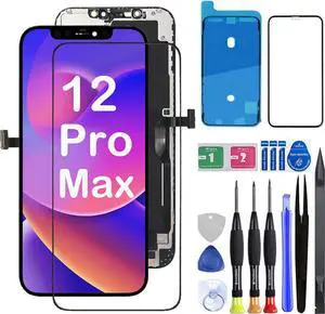 for iPhone 12 Pro Max Screen Replacement,Full HD LCD Display 3D Touch Digitizer Assembly with iPhone 12 Pro Max 6.7 inch (Model :A2342, A2410, A2411, A2412) Compatible with Repair Tools