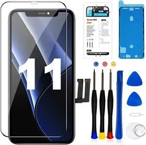 for iPhone 11 Screen Replacement 6.1 inch LCD Display 3D Touch Digitizer Assembly, Compatible with iPhone 11 Screen Replacement(Model A2111,A2223,A2221) with Repair Tools Kit and Tempered Glass