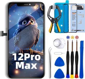 for iPhone 12 Pro Max Screen Replacement Kit 6.7 inch, Full HD LCD Display 3D Touch Screen Digitizer Full Assembly + Repair Tools + Screen Protector