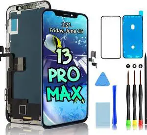for iPhone 13 Pro Max Screen Replacement, 3D Touch LCD Digitizer Screen Digitizer Touch Repair Part with Repair Tools Kit and Screen Protector
