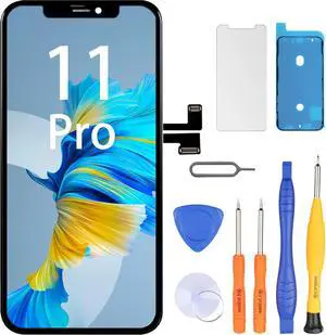 Screen Replacement for iPhone 11 Pro 5.8" LCD Retina FHD Display COF Touch Screen Digitizer with Repair Tool Kits, Waterproof Tape, Screen Protector