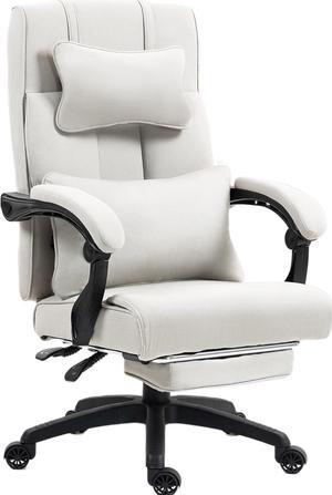 Dowinx Executive Office Chair Big and Tall Fabric with Footrest, Ergonomic Computer Chair Back Support, High Back Home Office Desk Chair Comfy, Swivel Reclining Gaming Chair for Adult, 350LBS, Grey