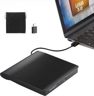 External CD/DVD Drive for Laptop, USB 3.0 CD Burner +/-RW CD ROM External DVD Drive Portable DVD Player for Laptop Desktop PC Apple Mac Windows 11/10/8/7/XP Linux OS