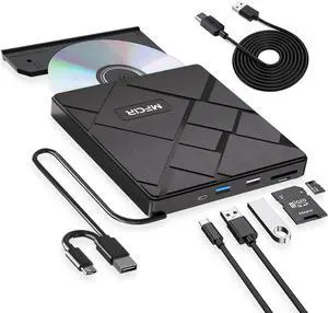 External CD/DVD Drive for Laptop CD Burner External DVD Drive, CD ROM DVD Player Portable CD Reader for Laptop, Compatible with Laptop PC Windows 11/10//7 Linux Mac OS