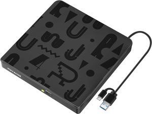 External CD/DVD Drive for Laptop USB 3.0 Portable RW Drive/DVD Player for Laptop CD ROM Burner Compatible with Laptop Desktop PC Windows Linux OS Mac Black