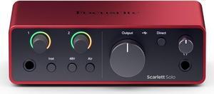 Focusrite Scarlett Solo 4th Gen USB Audio Interface, for the Guitarist, Vocalist, or Producer  High-Fidelity, Studio Quality Recording, and All the Software You Need to Record