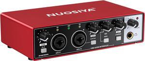 USB Audio Interface for PC Computer Recording Music, Red 2x2 Guitar Audio Interface for Mac 24Bit/192kHz Podcasting Streaming for Vocalist Producer with 48V Phantom Power
