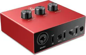 USB Audio Interface with 1x XLR/TRS 1x 1/4" 2X RCA USB, Red USB Audio Interface with 1x XLR/TRS 1x 1/4" 2X RCA USB, Red
