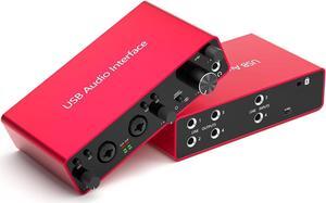2i2 USB Audio Interface with 48V Phantom Power 24Bit/192kHz 4 Line Outputs & 2 Line Inputs for the Musicians, Vocalist, Podcaster,USB Audio Interface Works with Most DAWs and Recording Software