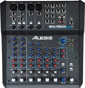 Alesis MultiMix 8 USB FX  8 Channel Compact Studio Mixer with Built In Effects & USB Audio Interface for Live Sound and Home Studio Recording