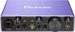 2i2 USB Audio Interface, Universal Audio Interface for PC, MAC/Music/Computer Recording and Podcasting with 48V Phantom Power
