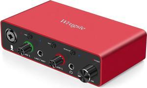 USB Audio Interface Solo(24Bit/192kHz)+48V Phantom Power for Computer Recording Podcasting and Streaming Plug and Play Noise-Free Wrugste XLR Audio Interface for PC No Software Included