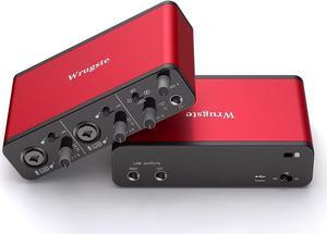 USB Audio Interface(24Bit/192kHz)+48V Phantom Power for Recording Podcasting and Streaming,Ultra-low Latency,Plug and Play,Noise-Free,Red Color XLR Audio Interface,No Software Included