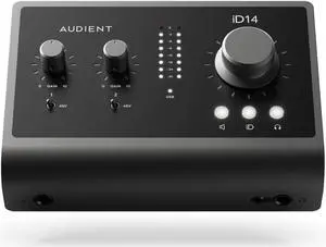 Audient Audio Interface iD14 MKII, 2 Class-A Microphone Preamps (High Performance USB Audio Interface, USB-C Connector, Monitor Mix and Monitor Panning Function, 2 Headphone Outputs), Black