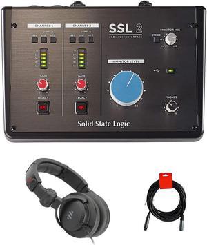 Ssl SSL-2 Desktop USB Type-C Audio Interface Bundle with Studio Monitor Headphone, MIDI Cable & XLR Cable