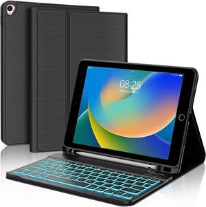 BORIYUAN New iPad 10.2 9th 8th 7th Generation 2021 Keyboard Case, 7 Colors Backlit Detachable Keyboard Slim Leather Folio Smart Cover for iPad 10.2 Inch/iPad Air 10.5"(3rd Gen)/iPad Pro 10.5"  Black