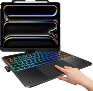 Keyboard Case for iPad Pro 13-inch (M4, 2024) & iPad Air 13-inch (M2), Trackpad, 360° Rotatable, Wireless Keyboard, 11-Colors Backlit for iPad Pro 12.9 (6th/5th/4th/3rd Gen), Space Black