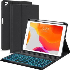 iPad 9th/8th/7th Generation Keyboard Case 10.2 inch 2021/2020/2019, iPad Pro 10.5-inch Case with Keyboard,iPad Air 3 2019, 7 Color Backlit Removable Bluetooth Wireless Folio Case(Black)