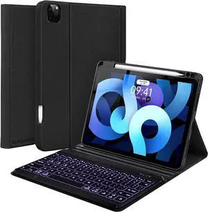Keyboard Case for iPad Pro 2022 11-inch(4th Gen),Air 5th 4th Gen 2022/2020, Pro 11 1st/2nd/3rd 2018/2020/2021, 10.9 inch Case with Pencil Holder, Backlit Detachable BT Keyboard, Smart Folio(Black)