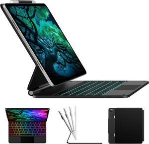 Keyboard Case for 2024 iPad Air 13 and iPad Pro 12.9 (6th, 5th, 4th, 3rd Gen),Magic Keyboard for iPad Pro 12.9, Magnetic Keyboard Case with Multi-Touch Trackpad, 11 Colors Backlight,Black
