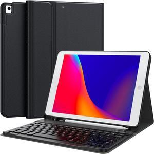 Keyboard Case for iPad 9th Generation 2021 10.2 Inch, Detachable Wireless with Pencil Holder Stand Folio Keyboard Cover for New iPad 9th Gen/8th Gen/7th Gen 10.2" (Black)