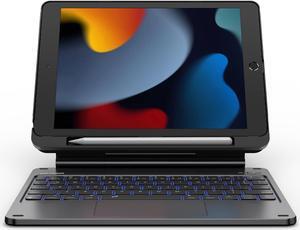 for iPad 9th Generation Case with Keyboard Floating Cantilever Magnetic Stand Multi-touch Trackpad Backlit Pencil Holder Magic Style Keyboard Case for iPad 9th/8th/7th Gen 10.2 inch, Black