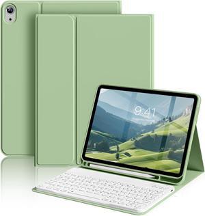 Keyboard Case for iPad 10th Generation 10.9 inch, Stand Folio Detachable Wireless Bluetooth Rechargeable Keyboard Soft TPU Back Case with Pencil Holder for New iPad 10th Gen 2022, Light Green