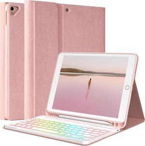 For iPad 9th Generation Keyboard Case 10.2"2021/(8th Gen) 2020/(7th Gen)2019,7 Colors Backlit Keyboard Case for iPad 10.2" /iPad Air 3 10.5"(3rd Gen)/iPad Pro 10.5" with Pencil Holder(Champagne)