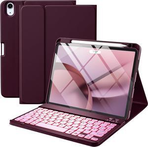 For iPad Air 11 M2 & iPad Air 5th 4th Generation Case with Keyboard - Folio Keyboard Cover with Pencil Holder for iPad Air 11-inch 2024, iPad Air 5 2022/ iPad Air 4 2020 (Mulberry)
