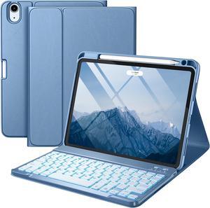 For iPad Air 11-inch M2/ 10.9 Inch Air 5th 4th Generation Case with Keyboard - Backlit Wireless Detachable, Folio Cover with Pencil Holder for iPad Air 11 2024/ Air 5/ Air 4 (Blue)