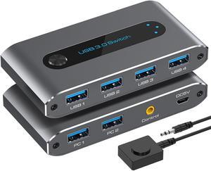 USB 3.0 Switch selector 4 Port USB switcher 2 Computers Sharing 4 USB Peripheral Devices, Like Mouse Keyboard Printer Scanner Headsets