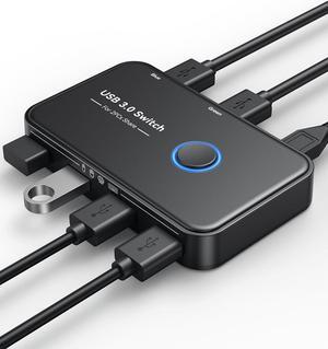 USB 3.0 Switch, ABLEWE USB Switch Selector 2 Computers Sharing 4 USB Devices KVM Switcher for PC, Printer, Scanner, Mouse, Keyboard with 2 Pack USB Cable,1 Micro USB Power Cable