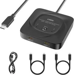 USB C Switch8K@60Hz Bi-Direction USB C Switcher 2 Computers, 2 in 1 Out/1 in 2 Out Type C Splitter KVM Switch, 10Gbps Data Transfer/100W Charging (with 2 USB-C Cables)
