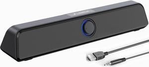 Computer Speaker, 10W PC Speaker for Desktop/Laptop,Sound bar Desktop Speaker with Clear Sound,USB Powered and 3.5 AUX-in,Plug-N-Play (Black)