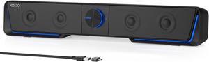 A40 PC Speakers Computer Sound Bar for Desktop Monitor Laptop, Stereo Sound with Vibrating Diaphragms, Touch-Control Flowing LED, Bluetooth & USB Input (Not 3.5mm Jack)