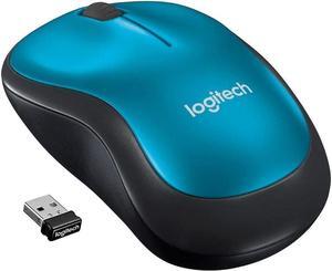 Logi tech M185 Wireless Mouse, 2.4GHz with USB Mini Receiver, 12-Month Battery Life, 1000 DPI Optical Tracking, Ambidextrous, Compatible with PC, Mac, Laptop - Blue