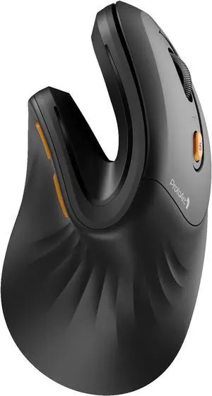 ProtoArc Vertical Mouse, EM11 NL Wireless Ergonomic Mouse, Rechargeable Optical Mice with Multi-Device (Bluetooth + Bluetooth + USB Connection), 3 Adjustable DPI for Computer, iPad, Mac, Windows Black