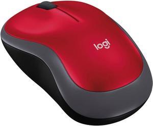 Logi tech M185 Wireless Mouse, 2.4GHz with USB Mini Receiver, 12-Month Battery Life, 1000 DPI Optical Tracking, Ambidextrous, Compatible with PC, Mac, Laptop - Red