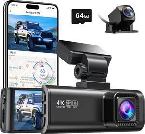 F7N 4K Dual Dash Cam with 64GB Card, Built-in WiFi GPS Front 4K/2.5K and Rear 1080P Dual Dash Camera for Cars,3.18 inch Screen,170° Wide Angle, Parking Monitor, Support 256GB Max