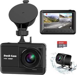 Dash Cam Front and Rear, Mini Dash Cam 1080P Full HD with 32GB SD Card, 2.45 inch IPS Screen, 2 Mounting Ways, Night Vision, WDR, Accident Lock, Loop Recording, Parking Monitor