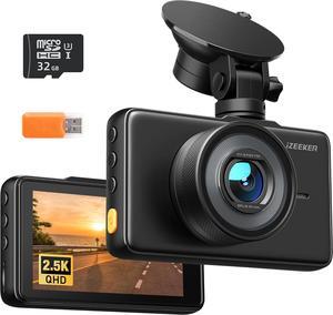 Dash Cam for Cars, 2.5K Dash Camera with Free 32G Card, 1440P QHD Dashcam with 3-inch LCD Display, Car Camera with WDR, Night Vision, G-Sensor Auto Lock, Loop Recording, Parking Mode