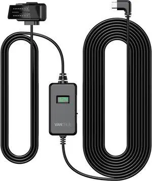 VANTRUE 10ft Type C USB OBD Hardwire Power Cable with LED Screen, 3 Gear Shifting, Low Voltage Protection for Parking Mode, for N4 Pro, N5, N4, S1 Pro, N2 Pro(2023), E1, E1 Lite, E2, E3, N2S Dash Cam