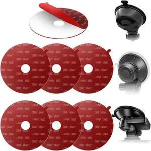 3M VHB Clear Double Sided Acrylic Foam Mounting Tape - 2.2 inches (56mm) Round Heavy Duty Adhesives Pad, Secure Dash Cam Suction Cup Mount with Center Hole Design - Pack of 6