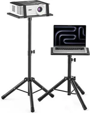 Projector Stand Tripod from 21" to 35", Laptop Tripod Stand with Elastic Band, Height Adjustable for Office, Home, Stage, Studio, Multifunctional DJ Rack Stand