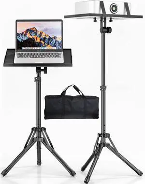 Projector Stand Tripod, Adjustable Height 26 to 38 Inch Laptop Tripod, Floor Standing Laptop Stand, Foldable Tripod for Projector with Carry Bag, Portable Podium Stand for Office, Home, Stage, DJ