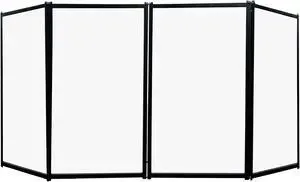 Portable DJ Facade, Professional DJ Fence, Foldable DJ Booth with Black and White Lighting Scrim, Adjustable Standing DJ Event Facade with Oversized Carry Bag