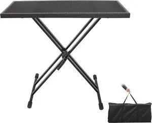 Portable DJ Table Stand DJ Controller Stand DJ Desk DJ Booth Adjustable Height DJ Stand For Laptop/Synth DJ Mixer Stand with Braced Keyboard Stand w/35 x 17.3 Table Top and Travel Bag