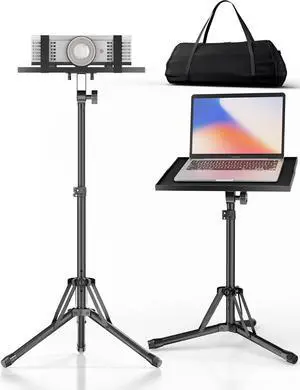 Projector Stand Tripod Adjustable Height 26" to 38", Floor Standing Laptop Tripod, Foldable Projector Tripod Stand, Portable Podium Stand for Office Home Stage Studio DJ Racks