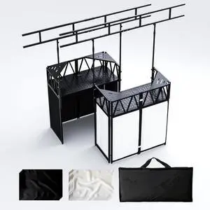 DJ Table Stand Portable booth, Foldable DJ Stand Booth, Adjustable DJ Facade Booth, Easy to Assemble, Stylish, Convenient to Store and Transpor ( 40x25x45)