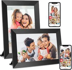 10.1 Inch WiFi Digital Picture Frame, 1280x800 HD IPS Touch Screen Photo Frame Electronic, 32GB Memory, Auto-Rotate, Wall Mountable, Share Photos/Videos via  App from Anywhere 2 Pack